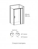 Mampara de ducha abatible angular croquis