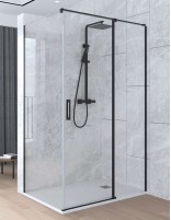 Mampara de ducha abatible angular modelo Denis negra