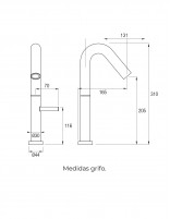 Grifo cocina acero inoxidable DAYTON de Aquassent croquis