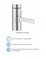 Grifo cocina acero inoxidable DAYTON de Aquassent especificaciones maneta