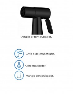 Grifo bidé empotrado acero negro mate AKRON de Aquassent 2