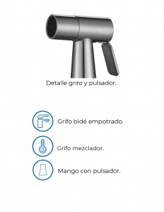 Grifo bidé empotrado acero cepillado AKRON de Aquassent 2