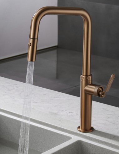 Grifo cocina caño alto oro rosa modelo NIZA de Imex ambiente