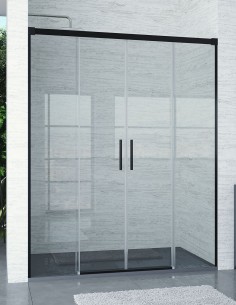 Mampara negra dos fijos y dos correderas modelos Cauce 2