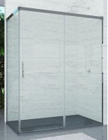 Mampara de ducha 1 hoja fija y 1 puerta corredera + lateral fijo modelo Cauce de Bathplus