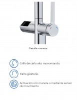 Grifo cocina con sensor de movimiento cromo Turín de Imex especificaciones