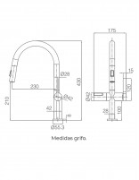 Grifo cocina con sensor de movimiento cromo Turín de Imex croquis