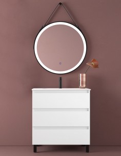 Mueble baño patas negras blanco