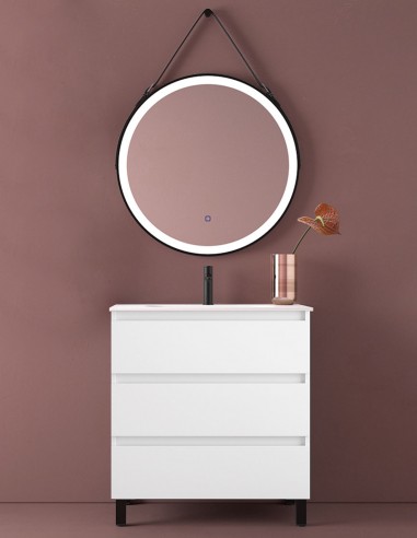 Mueble baño patas negras blanco