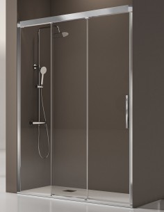 Mampara de ducha de 2 puertas correderas y 1 hoja fija modelo Fénix de Kassandra