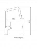 Grifo extraíble de cocina modelo Bonn de Imex croquis