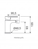 Croquis Grifería bidé blanco o negro  - AURA de Lluvibath