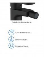 Datos Grifería bidé blanco o negro  - AURA de Lluvibath