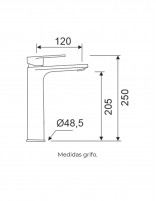 Croquis Grifería lavabo alto negro o blanco - AURA de Lluvibath
