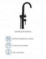 Grifería bañera exenta negra modelo Round de GME especificaciones