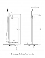 Grifería para bañera exenta cromo modelo Orion de GME croquis