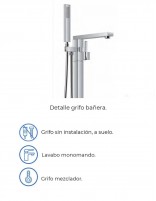 Grifería para bañera exenta cromo modelo Orion de GME especificaciones