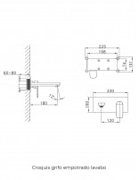 Grifo empotrado lavabo modelo Cassio de GME croquis