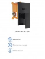 Kit ducha empotrada monomando negro modelo Orion de GME especificaciones