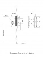 Kit ducha empotrada monomando cromo modelo Orion de GME croquis