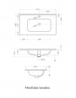 Lavabo desplazado 80 cm croquis derecha
