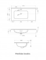 Lavabo desplazado 90 cm croquis izquierda