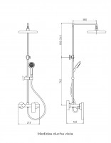 Columna ducha vista monomando cromo modelo Cassio de GME medidas
