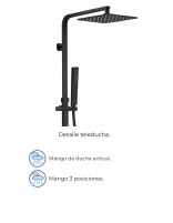 Columna ducha vista termostática negra modelo Quadra de GME especificaciones