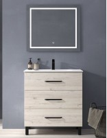 Mueble baño con detalles negros decapé