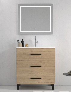 Mueble baño con detalles negros decapé 2