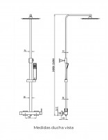 Columna ducha vista cromo modelo Inverter C de GME medidas
