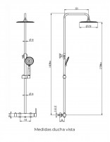 Columna ducha vista cromo modelo Inverter R de GME medidas