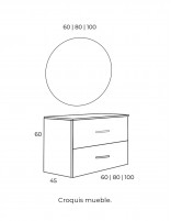 Mueble baño 2 cajones suspendidos croquis