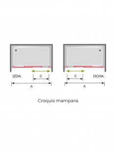 Mampara de ducha fijo y corredera oro modelo DELTA de Kassandra 2