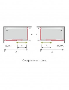 Mampara de ducha frontal + fijo lateral dorada modelo DELTA de Kassandra 2
