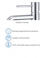 Grifo para lavabo alto cromo modelo Monza de Imex especificaciones