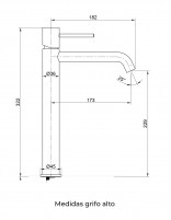 Grifo para lavabo alto modelo Monza de Imex medidas
