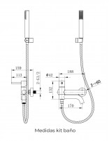 Kit grifería bañera y ducha cromo modelo Monza de Imex medidas