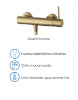 Kit grifería ducha oro cepillado modelo Monza de Imex especificaciones