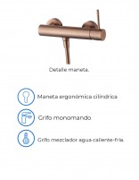 Kit grifería ducha oro rosa modelo Monza de Imex especificaciones