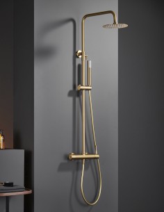 Barra de ducha monomando oro cepillado modelo Monza de Imex ambiente