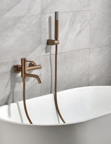 Kit grifería bañera y ducha oro rosa modelo Monza de Imex ambiente