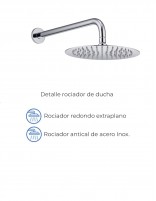 Conjunto de ducha termostático empotrado cromo modelo Monza especificaciones