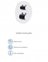 Conjunto de ducha termostático empotrado cromo modelo Monza especificaciones