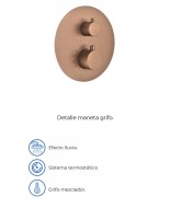 Conjunto de ducha termostático empotrado  oro rosa modelo Monza especificaciones