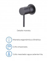 Grifo lavabo empotrado monomando black gun metal modelo Monza de Imex ambiente