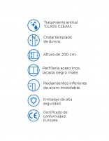 Mampara de ducha acero inoxidable negra + lateral fijo datos