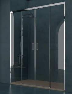 Mampara frontal 2 fijas y 2 correderas modelo Quebec de Pobath