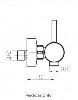 Grifo monomando para ducha acabado en oro modelo Sirio de GME medidas
