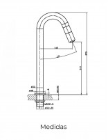 Grifería cromada para lavabo alto modelo Io's 5 de GME medidas